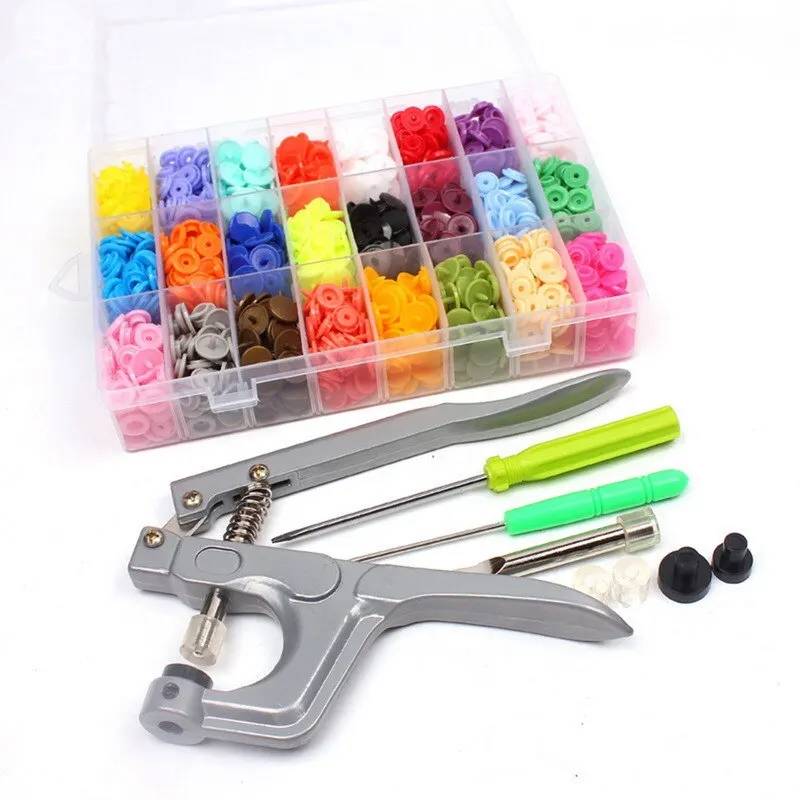 360PCs Professional Fastener Snap Pliers Buttons Plastic Buttons Kit Snaps Buttons DIY Craft Needlework Sewing Accessories