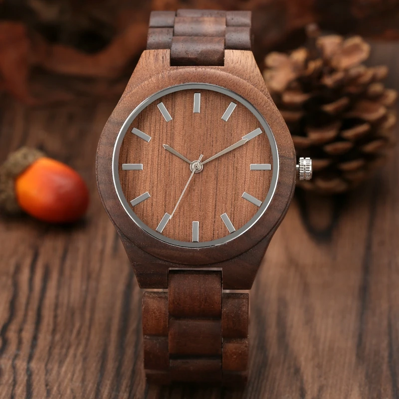 

Retro Walnut Wood Watch Mens Watches Analog Wooden Bracelet Quartz Wristwatches Wooden Watch Clock Present a Great Gift for Men