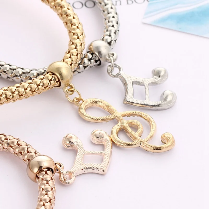 

3Pcs/Set Musical Notes Crystal Bracelet & Bracelet Pendant Female Rhinestone Hollow Carved Bracelet Gift