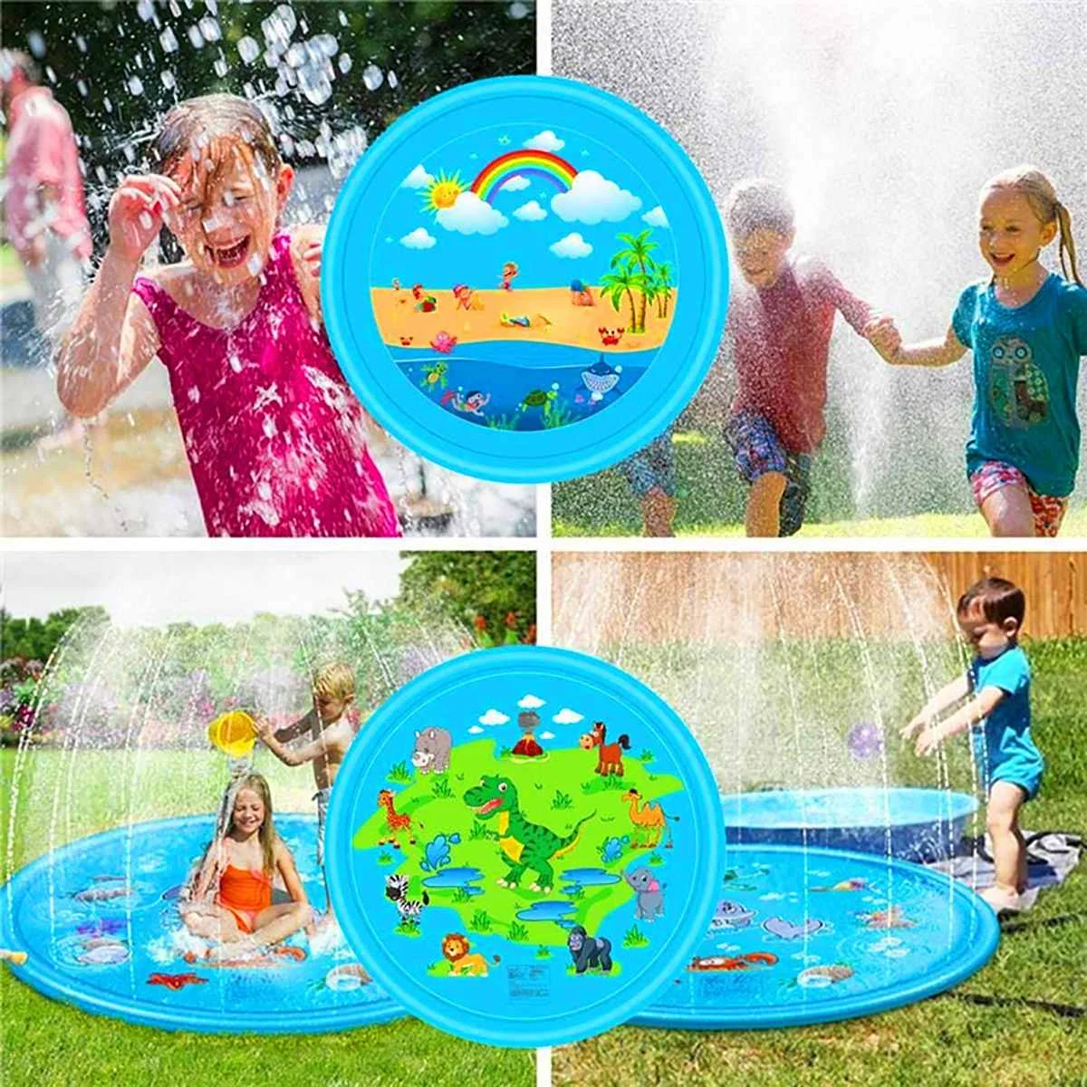 

170cm Kids Inflatable Water spray pad Round Water Splash Play Pool Playing Sprinkler Mat Yard Outdoor Fun PVC Swimming Pools