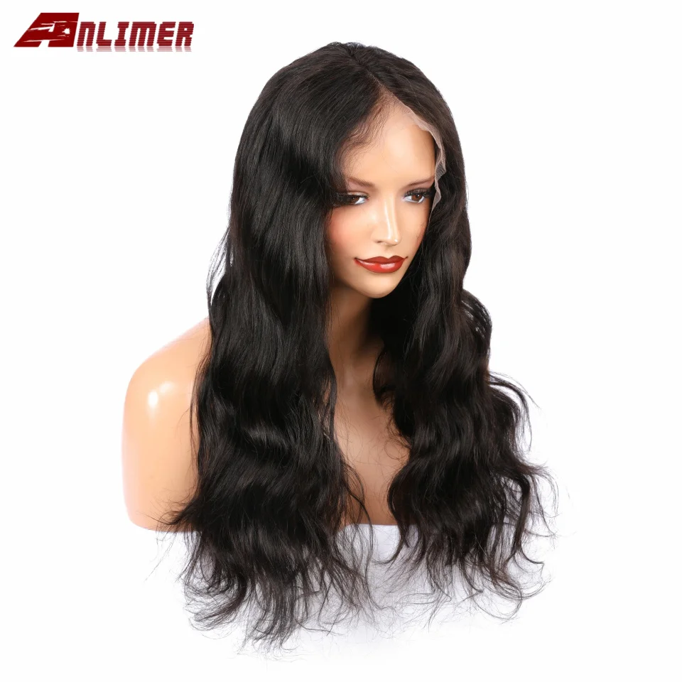 Anlimer бразильские волнистые кружевные передние человеческие волосы парики для