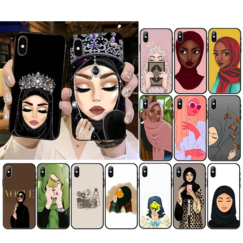

Cartoon Hijab Aesthetic Muslim Girl Phone Case For iPhone 12 11 Pro XS MAX XR 8 7 6 6S Plus X 5S Case 12mini