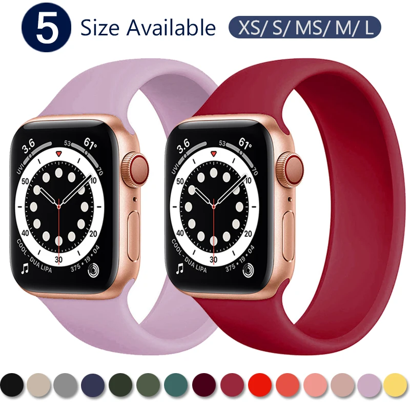 

Strap for Apple Watch 5 Band 40mm 44mm iWatch serie 4/5/6/SE Elastic Belt Silicone Solo Loop bracelet Apple watch band 42mm 38mm
