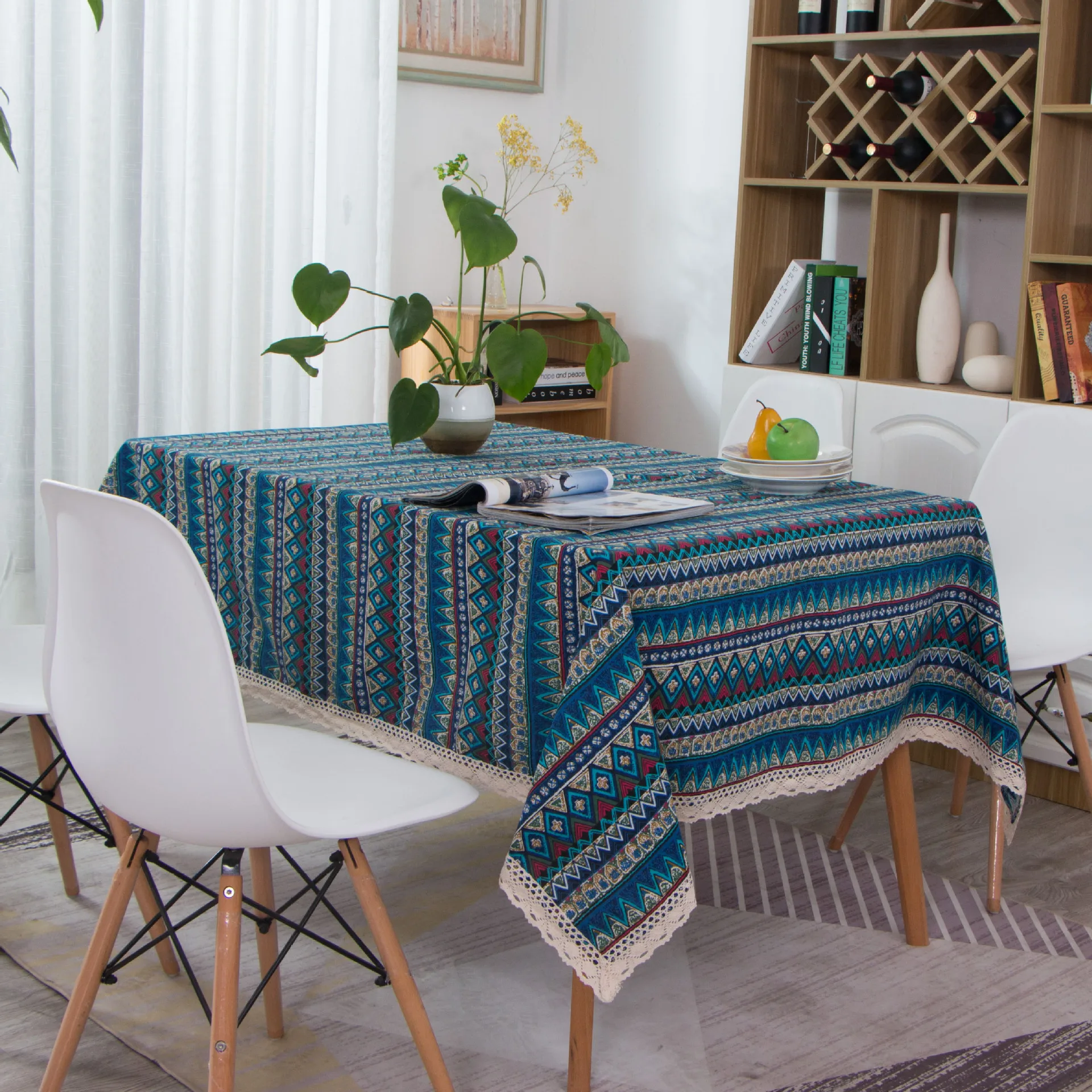 

Bohemia Tablecloth on the Table Wedding Decoration Table Cloth Cotton and Linen Mat Flax European Table Cover Towel Altar Cloth