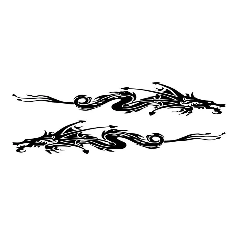 

17CM*7CM 2x Dragon Shape Vinyl Car Stickers Cool Car Styling Door Left&Right Decals Black/Silver