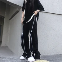 long trousers spring and autumn harajukuhigh waist straight suit loose wide leg pants womens clothing black casual trousers