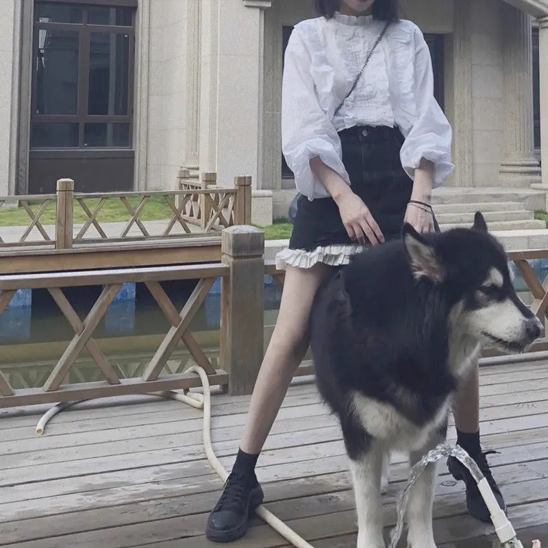 

Summer Women Casual Designer Korean Japanese Style Harajuku Skirts Y2k Girls Chic Sweet Lace Patchwork Mini Jean Skirts Female