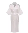 Женский халат-кимоно из искусственного шелка, длинное атласное нижнее белье, Классическая ночная рубашка, одежда для сна с поясом