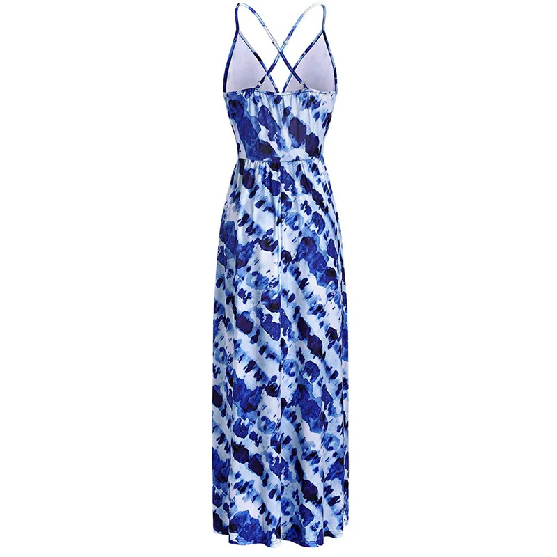 

2021 Summer Light Thin Women's Dress Commuter Elegant Skirt mid-waist Printed Long skirt Suspenders Sexy Dress Robe Woman