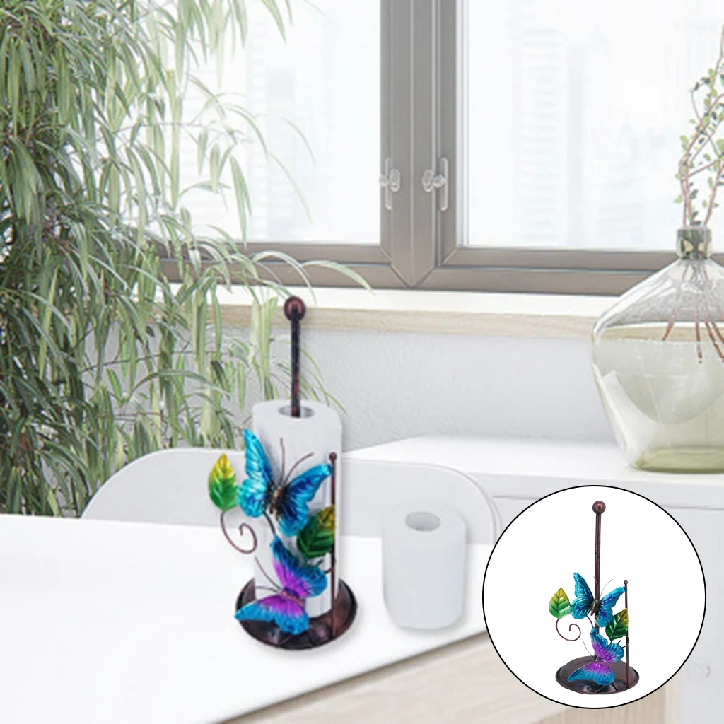 

Butterfly Decorative Toilet Paper Holder Stand Desktop Free Standing Kitchen Office Table Counter Tissue Paper Roll Holder