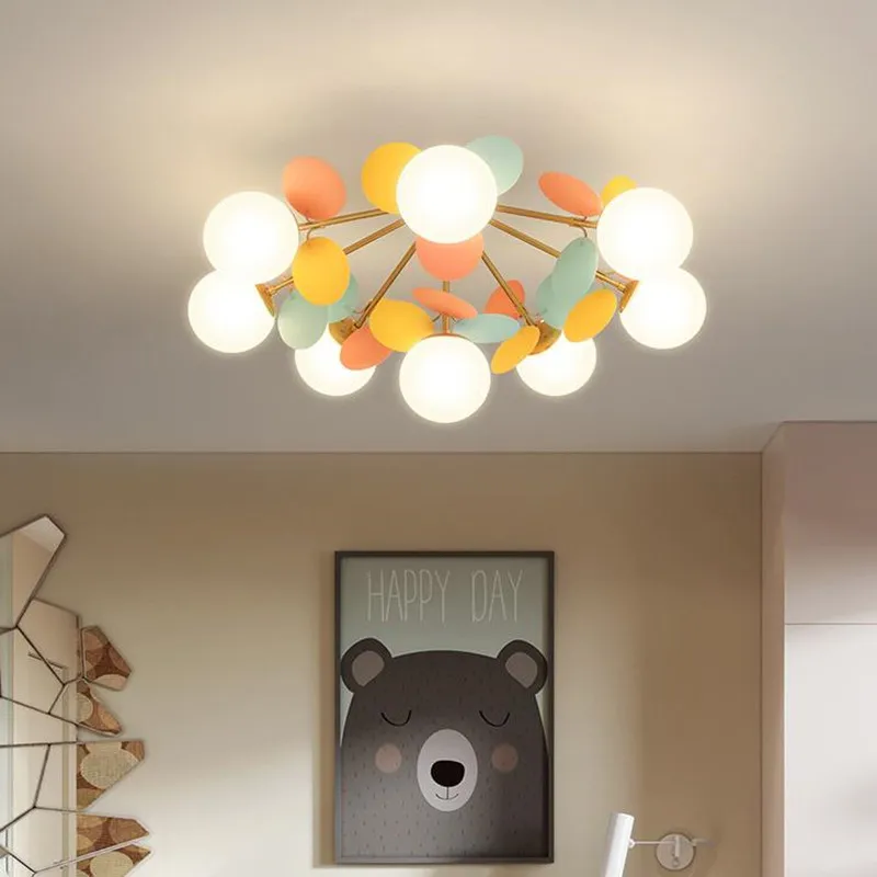 $29.95 Modern Macron Chandeliers Lamp Children Room Living Room Kids Bedroom LED Deco Ceiling Lamp Indoor Colourful Chandelier lighting