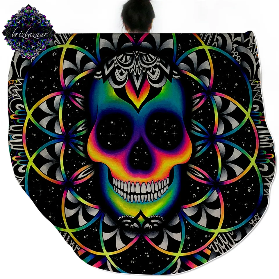 Фланелевое Одеяло chaoby Brizbazaar цветное флисовое круглое одеяло с черепом для