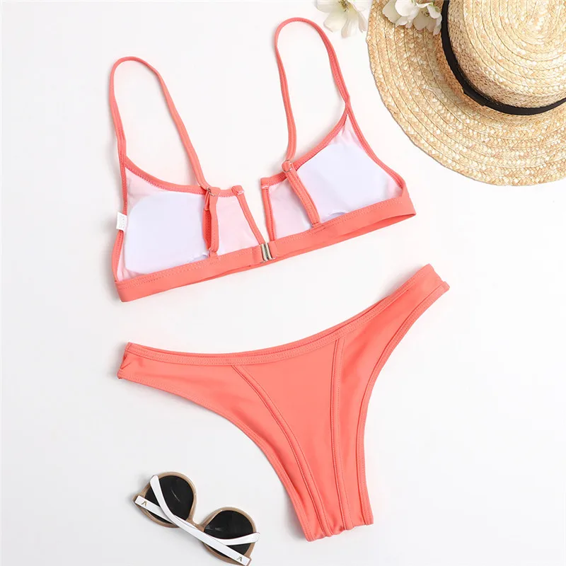 

Women Two Pieces Swimsuits High Waisted Bikini V Neck Bathing Suit 2021