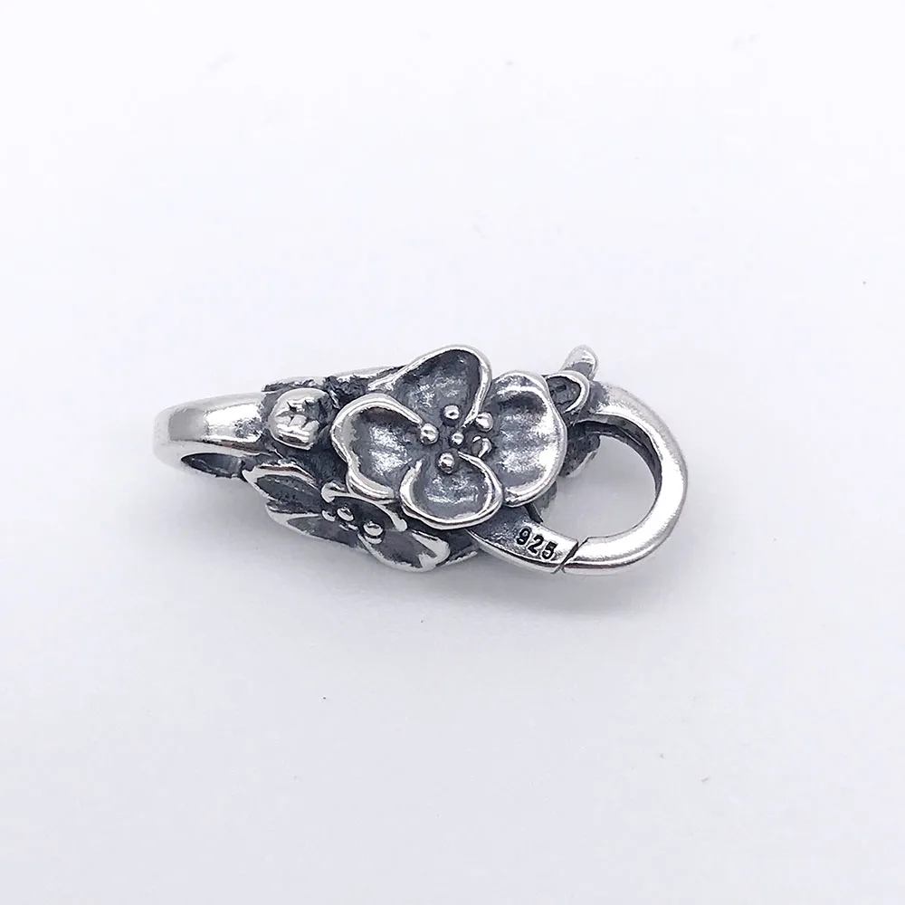 Подлинное 925 пробы серебро с вишневым рисунком замка застежка краб Подходит