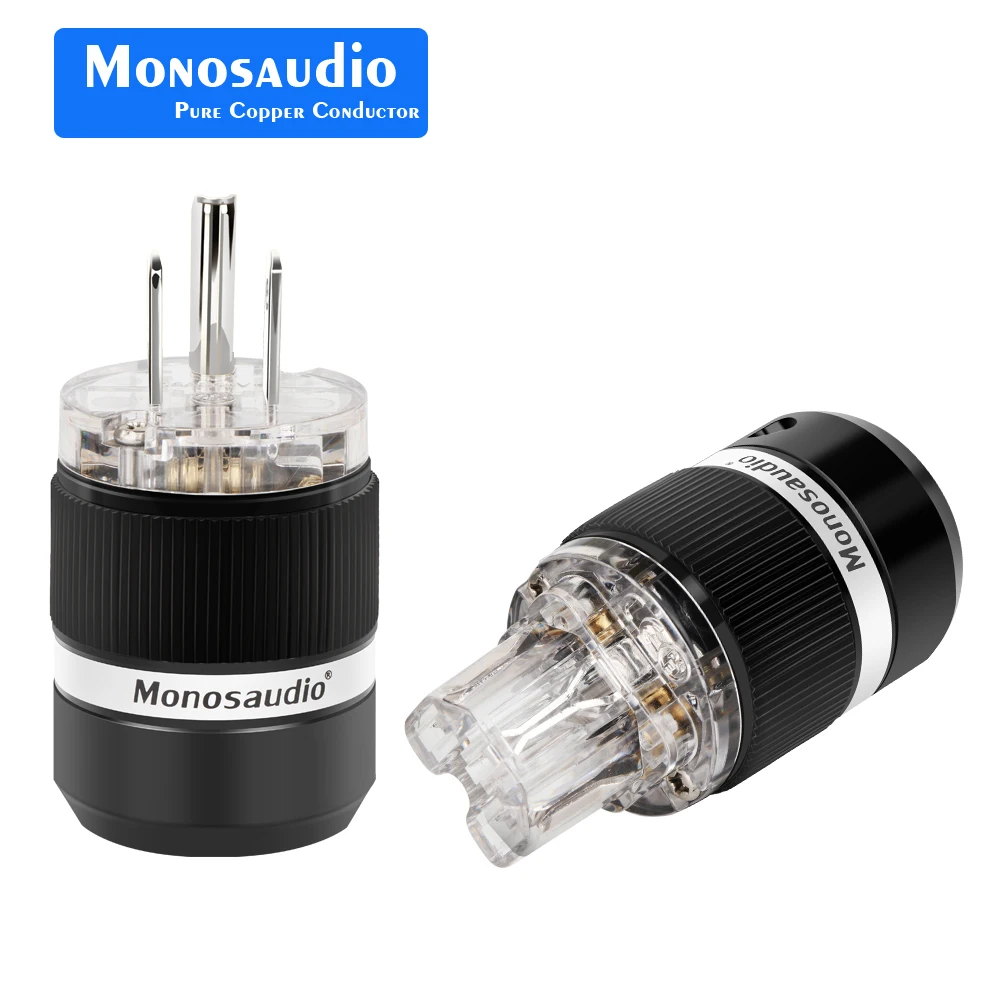 

Monosaudio M101R/F101R US AC Power Plug Connector Pure Copper Rhodium 10A/250V 15A/125V Audio Grade Power Connector IEC320 C13