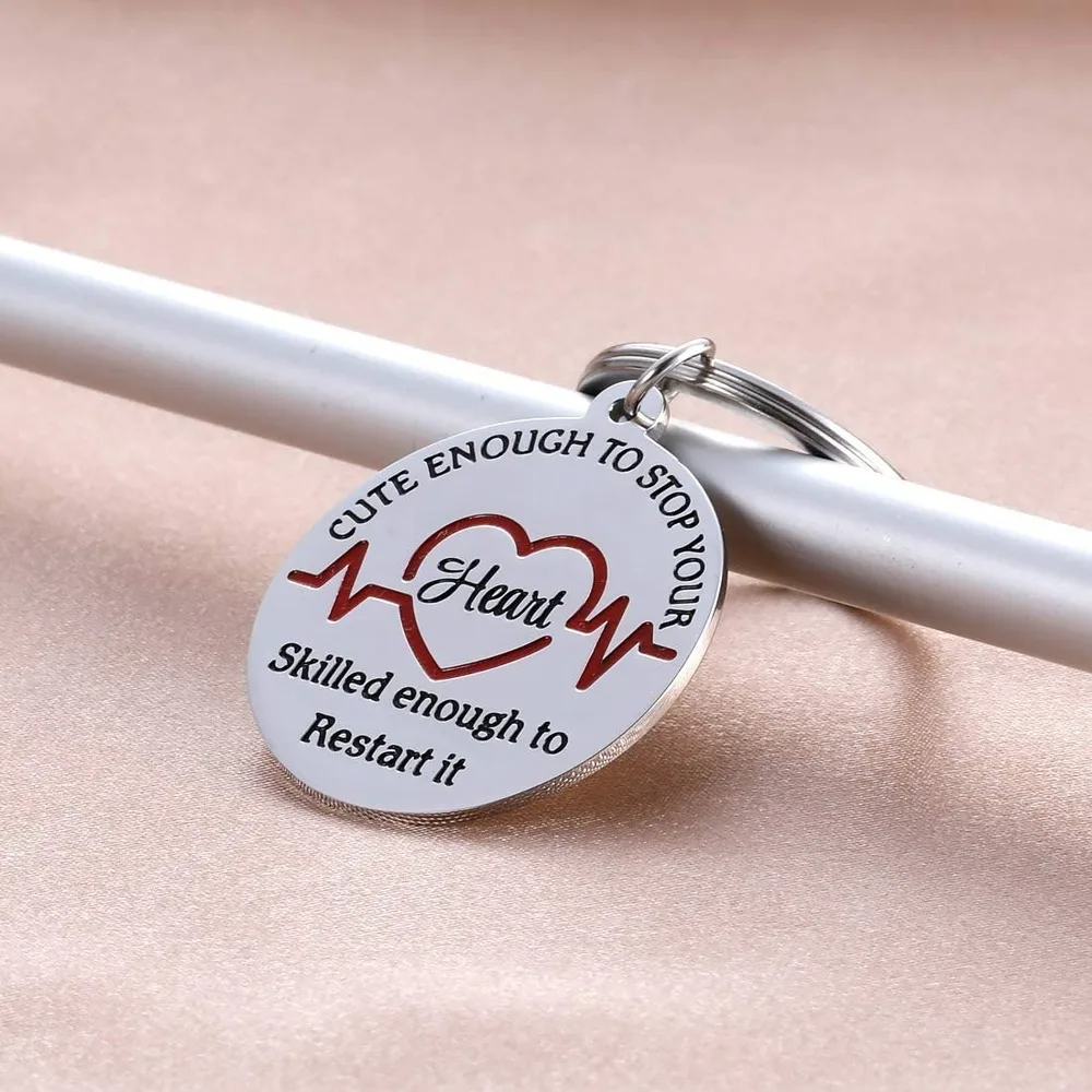 Nurse Gift Idea Keychain for Women Men Nursing Day Weeks Cute Enough to Stop Your Heart Practitioner Students | Украшения и