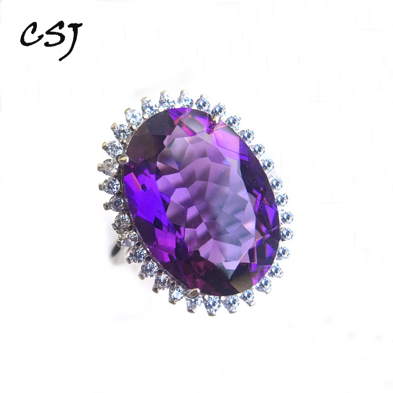 Женское кольцо с большим камнем CSJ элегантное ювелирное изделие из серебра 925