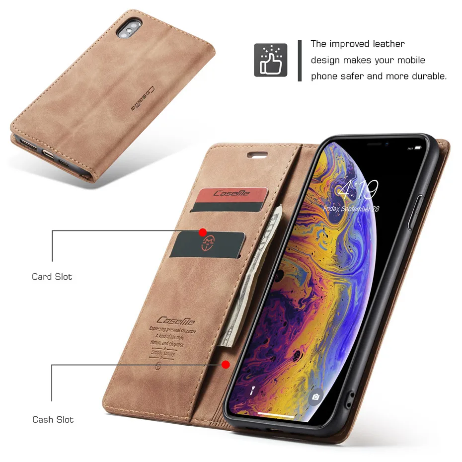 Ретро Кожаный флип-чехол для iPhone 6s 7 8 роскошный магнитный держатель для карт кошелек чехол для iPhone X XS Max XR 8 7 6s Plus Hoes