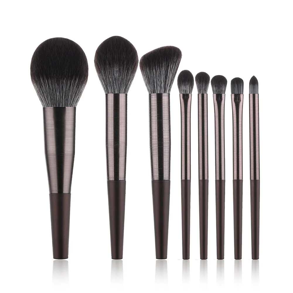 8Pcs High-End Makeup Powder Foundation Concealer Brush Set Plastic Finishing Tube Handle Portable Soft Hair Beauty Cosmetic Tool