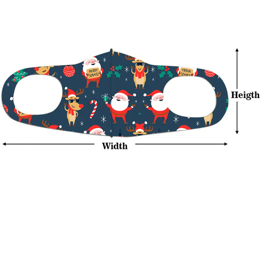 

1PC Children's Christmas Print Face Mask Ice Silk Cotton Washable Mask Reusable Protection Earloop Mask Mouth Cover Masque