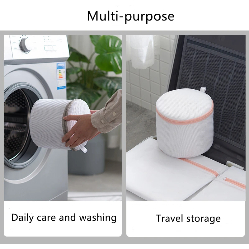 

New Cylinder Underwear Washing Bag Travel Storage Pouch Bra Anti-Deformation Zipper Organizer Polyester Netting Laundry Bag