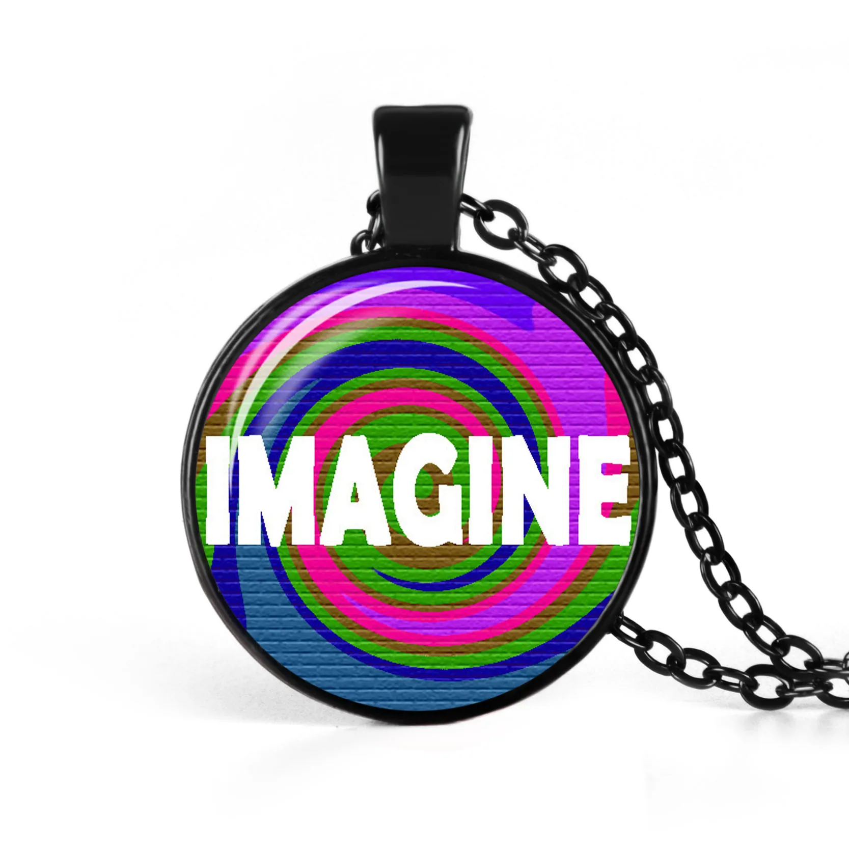 Новое креативное черное ожерелье с расслабляющими надписями подвеской из стекла