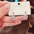 Корейские темпераментные металлические серьги из серебра S925 пробы с иглами, женские геометрические серьги, роскошные Висячие серьги Стразы