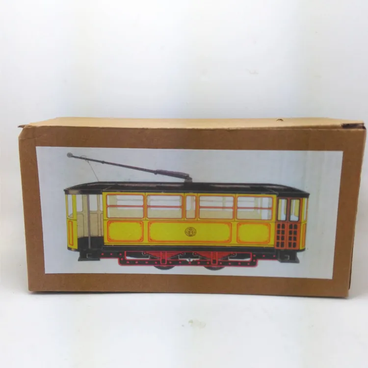 

[Funny] Adult Collection Retro Wind up toy Metal Tin The trolley toy Mechanical toy Clockwork toy figures model kids gift