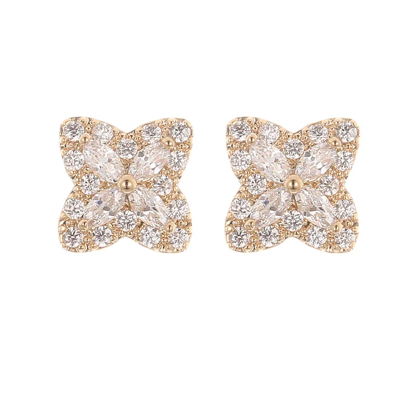 

DE342 Fashion Street Snap Elegant Delicacy Light Luxury Geometry Zircon Earring Gift Party Banquet WOMEN'S Jewelry Earrings