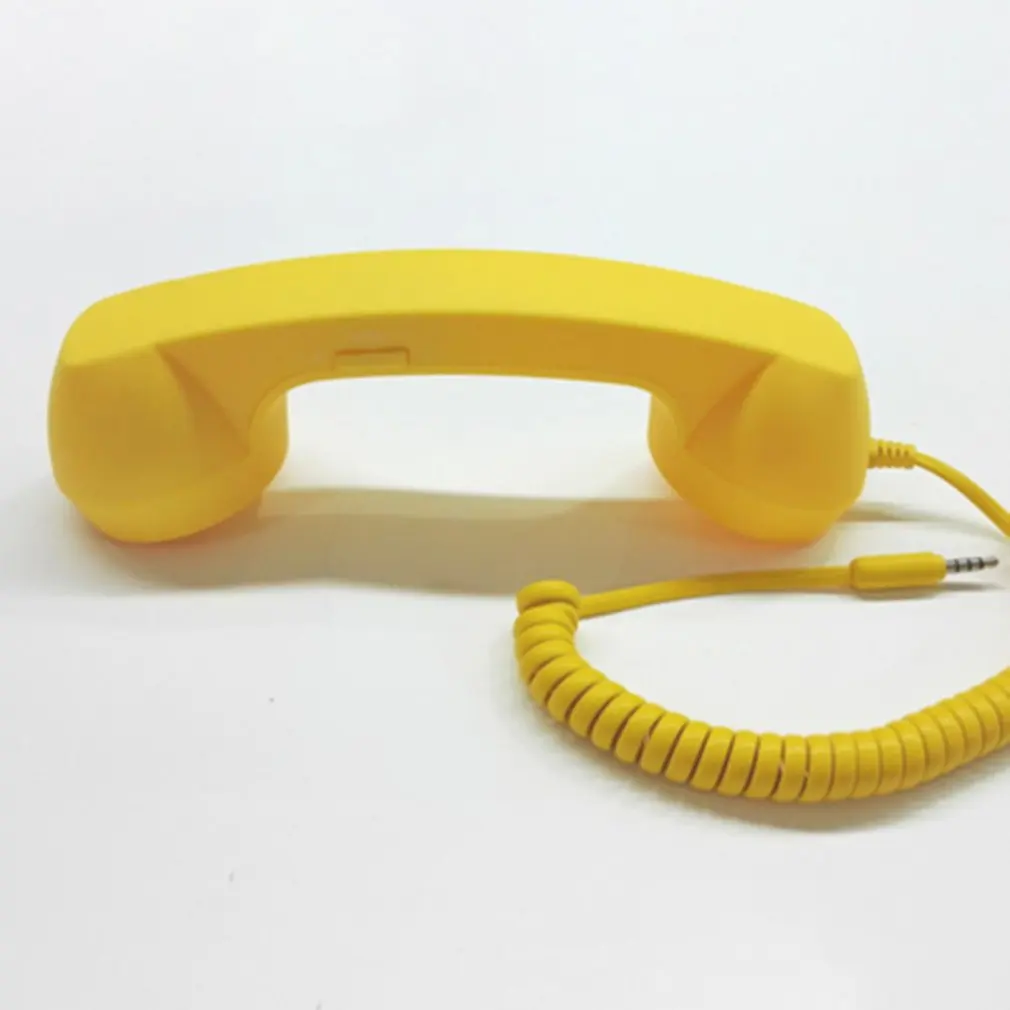 yellow 3,5 мм разъем классический телефон в ретро-стиле мини микрофон динамик телефонный звонок приемник для Iphone samsung huawei xiaomi - Цвет: yellow