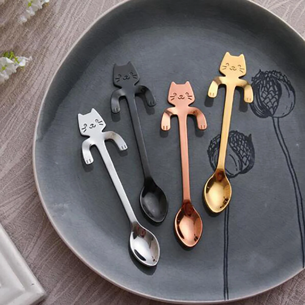 304 позолоченная нержавеющая сталь креативная кошачья ложка Мороженое