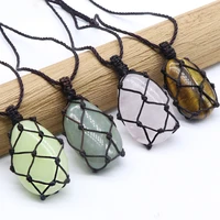 39cm natural crystal aquatic agates clear quartzs green aventurine stone necklace pendant women jewelry gifts size 25x38mm