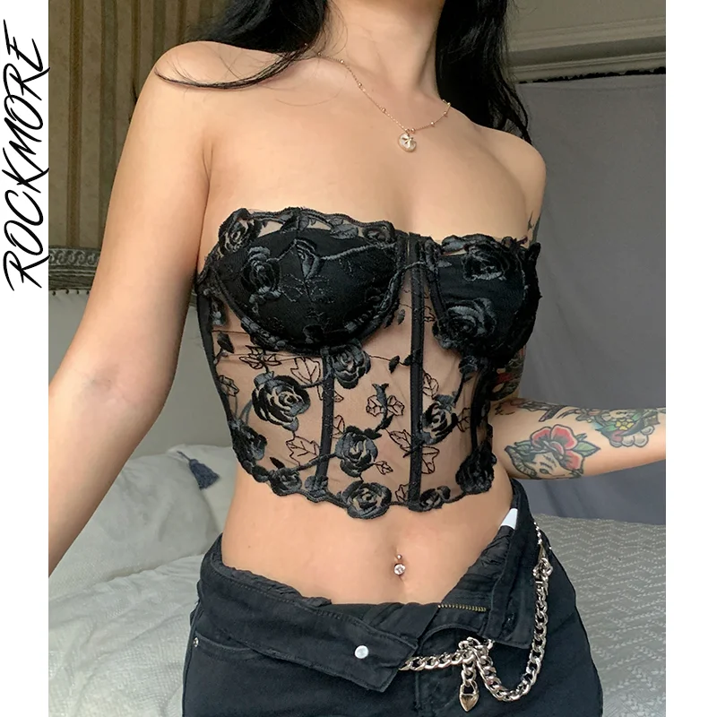 

Женский кружевной корсет Rockmore, Клубная одежда с открытой спиной и корсетом для свадебной вечеринки, мини уличная одежда