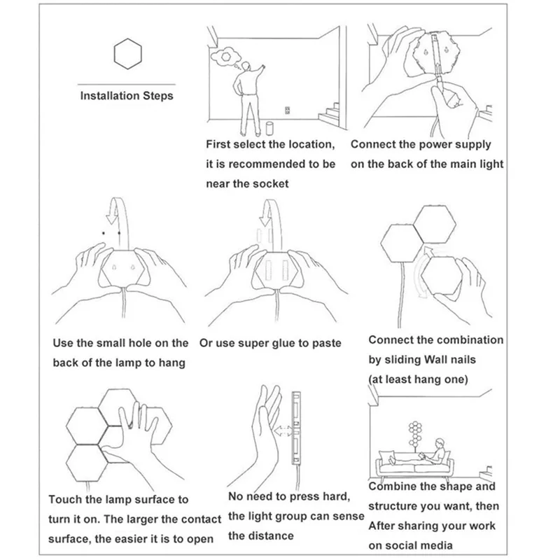 Умная настенная Квантовая лампа led модульный сенсорный светильник ing