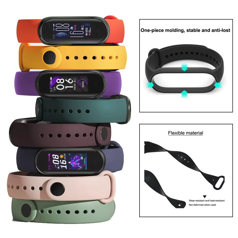 Belt For Mi Band 5 6 Sport Wristband Silicone Bracelet Mi Band 5 Replacement Straps For Xiaomi MiBand6 Smart Watches Women