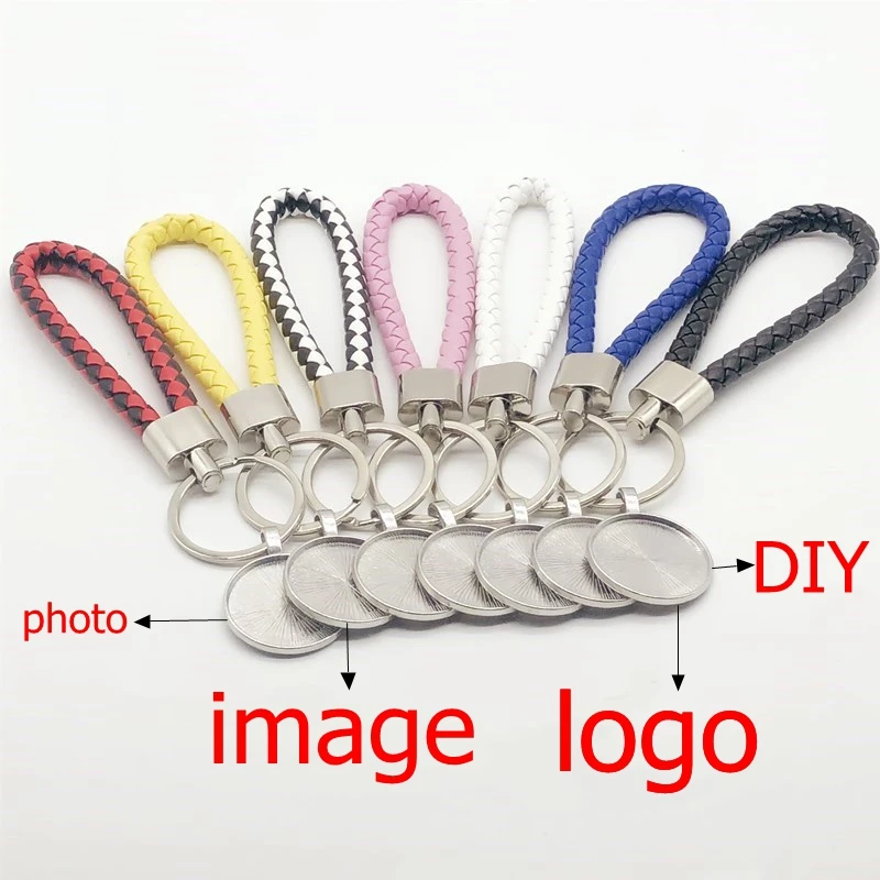 Классический DIY7 color кожаный веревочный тканый брелок Металлический кулон карта