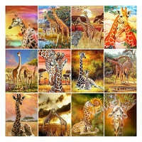 full squareround drill diamond painting beautiful giraffe zebra landscape cross stitch diamond embroidery gift home decor