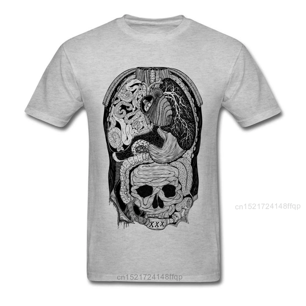 Полная Анатомия 2018 Мужская футболка с принтом черепа черная белая классическая