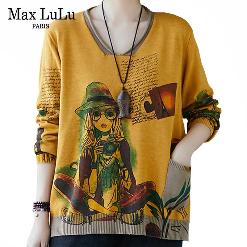Свитер женский трикотажный Max LuLu в европейском стиле Повседневный свободный