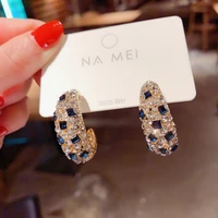 2021 luxury korean fashion half circle jewelry earrings for women studs crystal dangle moon earring party wedding new arrival