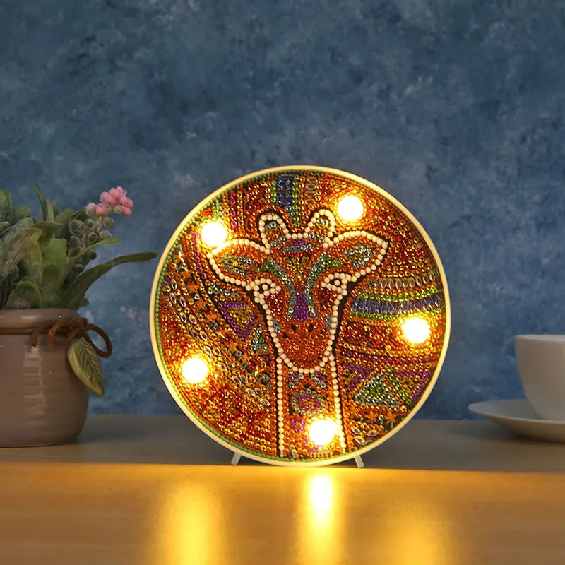 5D DIY светодиодный полностью сверлильный алмазная живопись, светильник стразы, вышивка, специальная форма, Ночной светильник, домашний декор - Цвет: 24