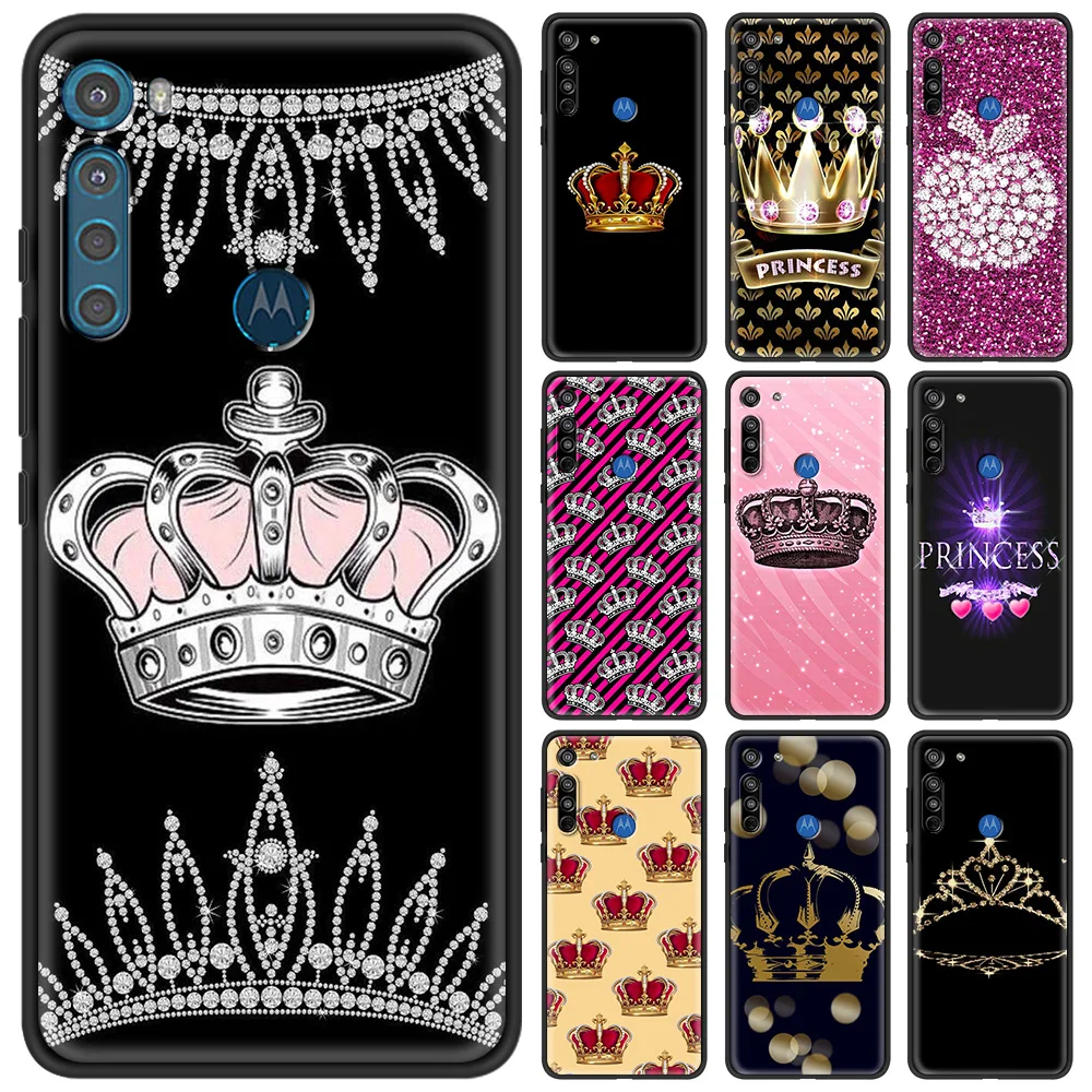 

Diamond Crown Printing Silicone TPU Case for Motorola G8 G9 Power G10 G30 One Fusion Edge G Stylus E6S Play Plus Phone Cover