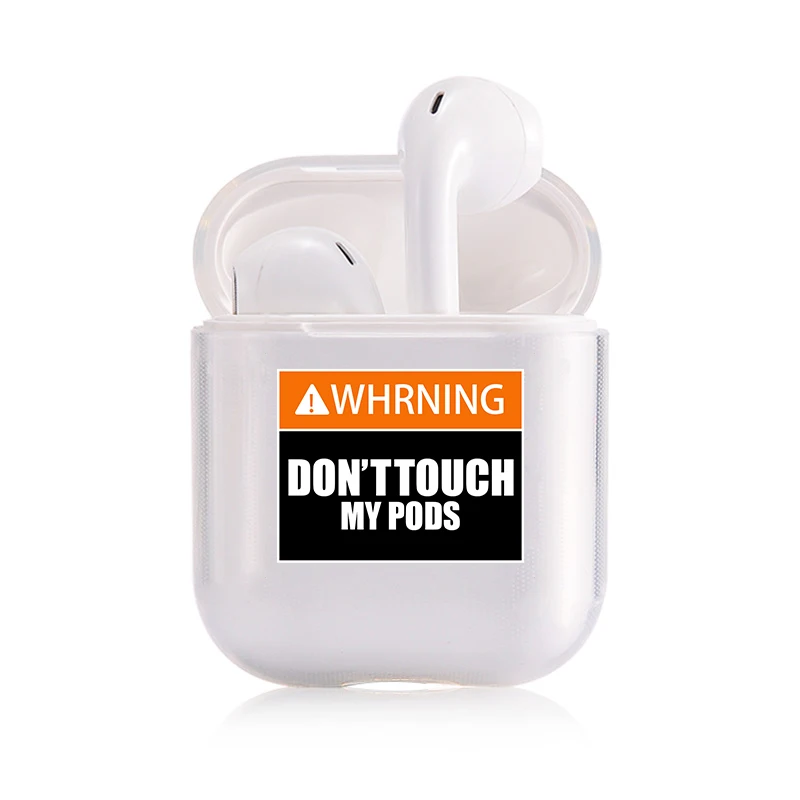 Предупреждение английские слова Мягкий силиконовый чехол для Apple Airpods 1/2 чехол Прозрачный Bluetooth беспроводные наушники коробка для наушников Чехол - Цвет: I01207S