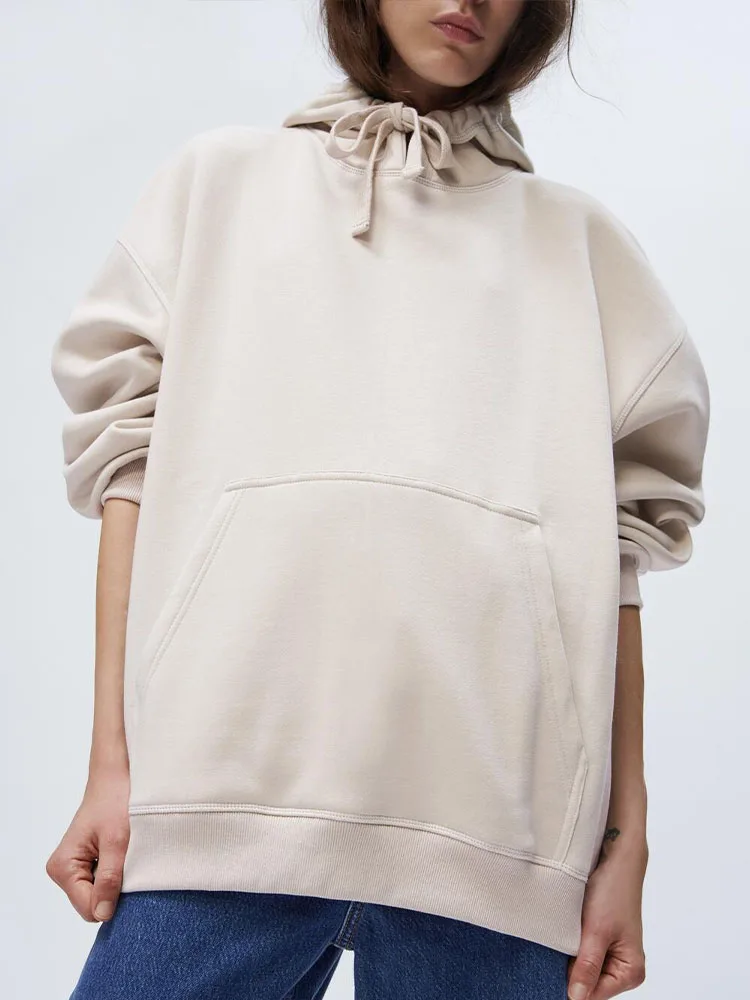 Женский свободный пуловер ZA Повседневный с длинными рукавами и карманами свитер