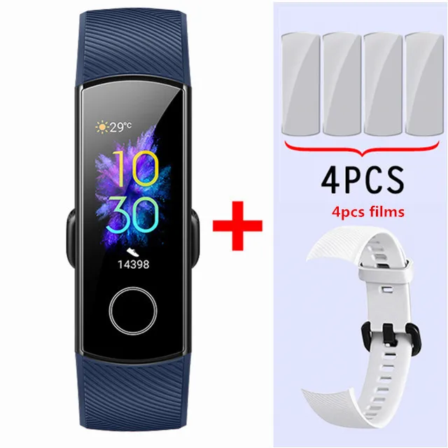 blue add white Умный Браслет huawei Honor Band 5, Оксиметр крови, кислород, волшебный цвет, сенсорный экран, для плавания, для обнаружения сердечного ритма, сна, сна - Цвет: blue add white