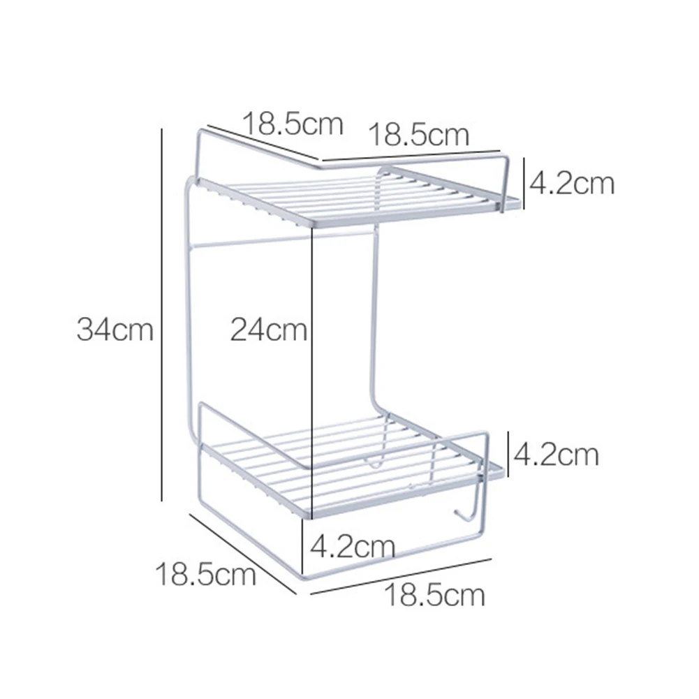 

Double-deck Design Storage Rack Kitchen Bathroom Storage Shelf Non-punching Viscose Iron Shelf Basket And Kitchen Bath Shelf