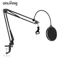 onliving nb 35 microphone suspension boom scissor arm standmic clip holdermounting clamppop filter mask shieldstand clip kit