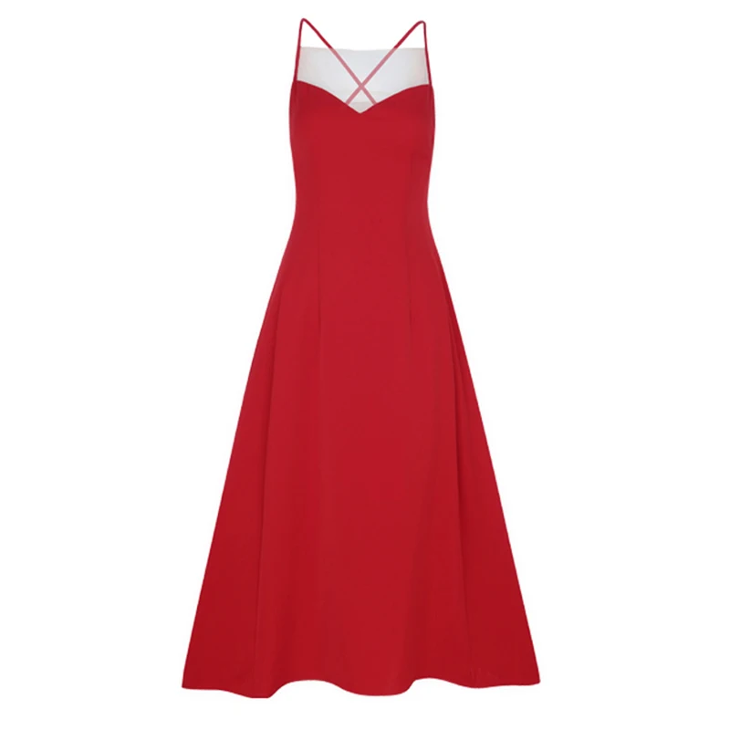 Женское Бандажное платье миди на бретелях спагетти с V образным вырезом и