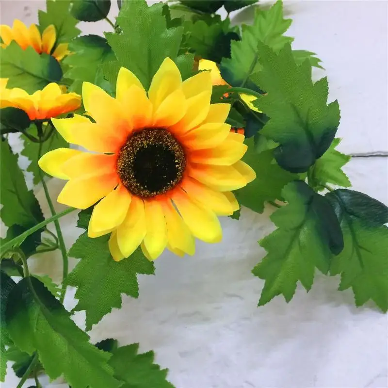 

250cm Artificial Sunflower Garland Silk Fake Flowers Garland VWF1145 Decoration Party Vines Ivy Wedding Hanging Accessories L0D6