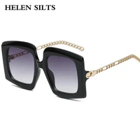 alloy chain oversized sunglasses women vintage gradient shades sun glasses female fashion eyewear uv400 oculos de sol feminino